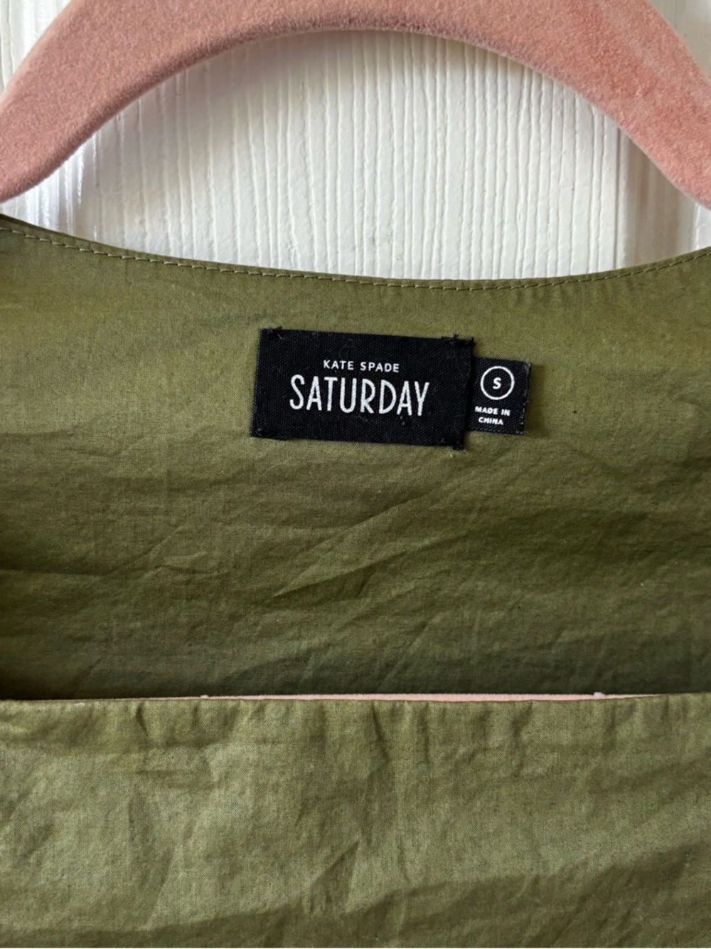Saturday Olive Green Square Neck Short Sleeve Kate Spade Top - Picture 2 of 4